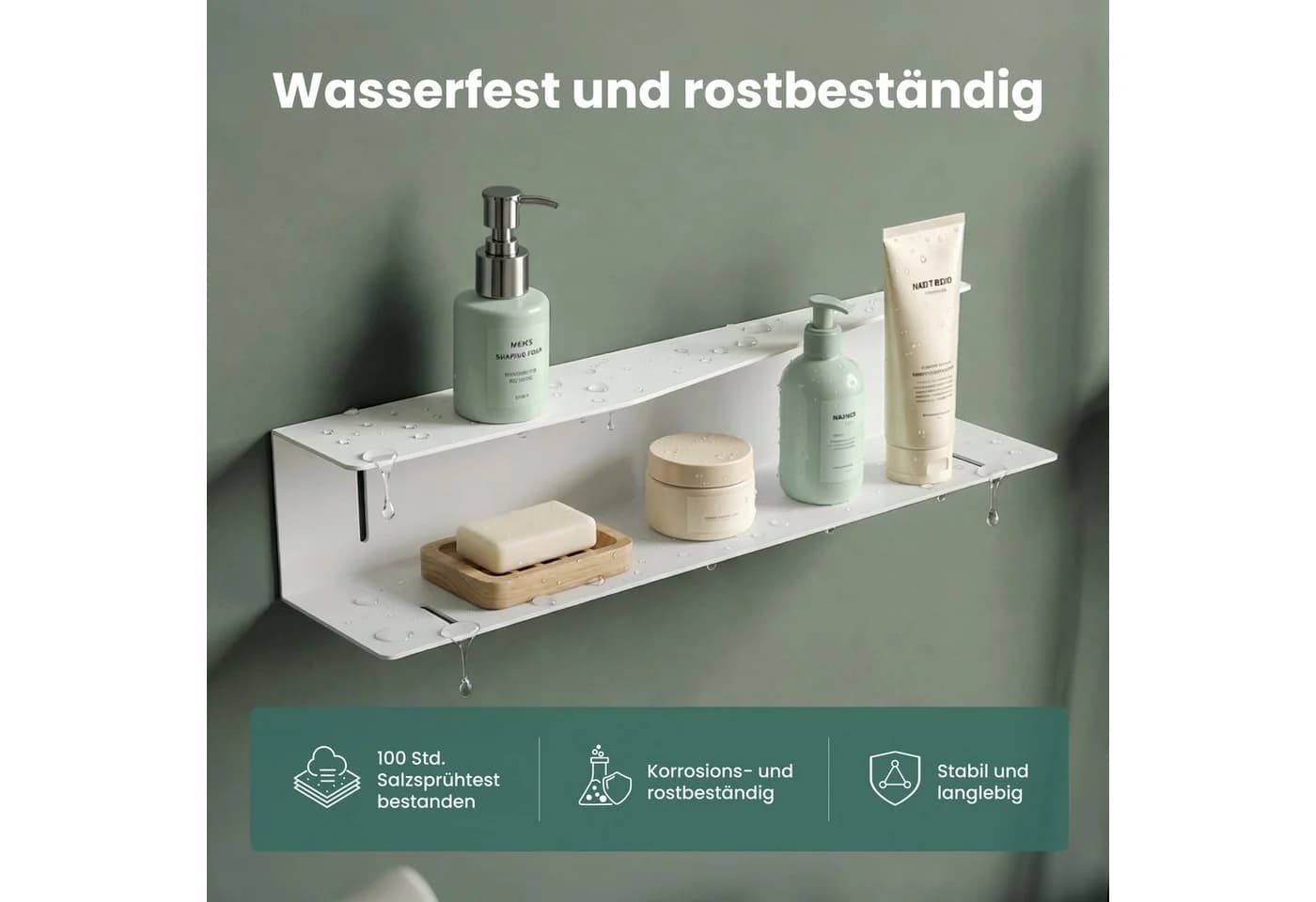 Mai & Mai Duschablage Reglo-15 Weiß/Schwarz Rostfrei