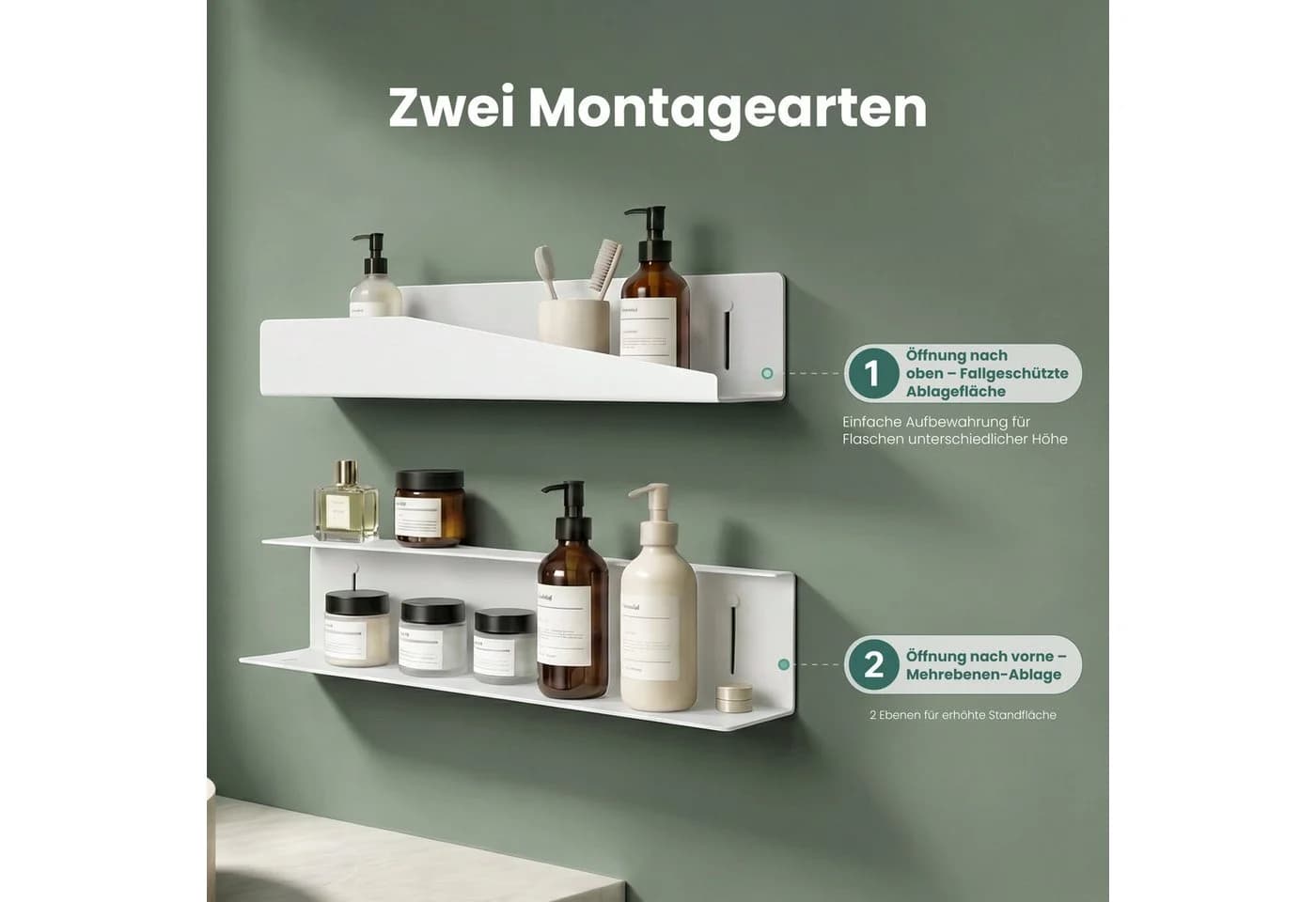 Mai & Mai Duschablage Reglo-15 Weiß/Schwarz Rostfrei - Bild 3