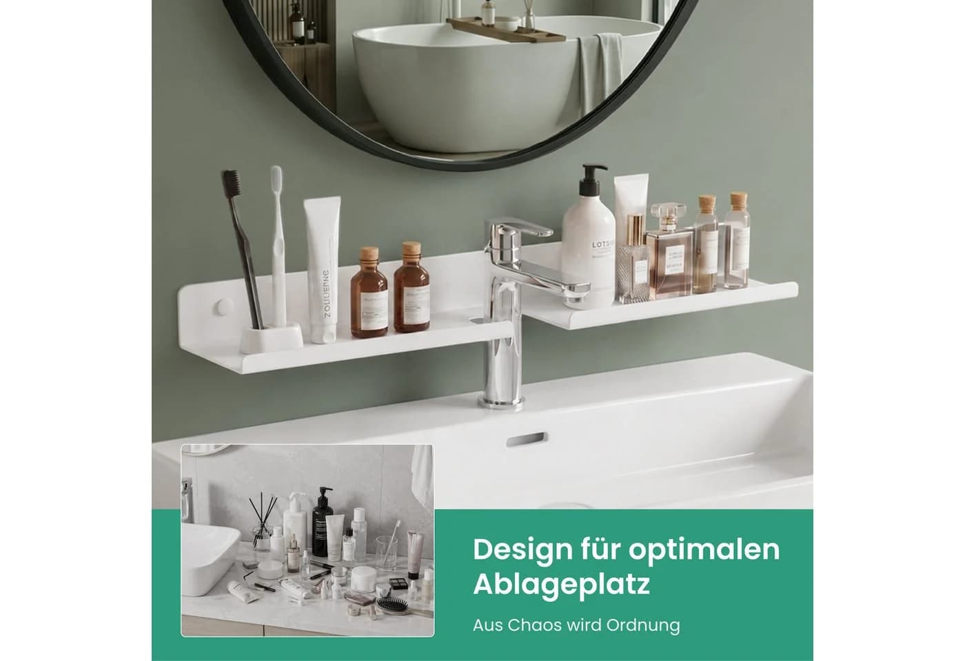 Mai & Mai Duschregal Reglo-17 Grau/Sandweiß über Wasserhahn