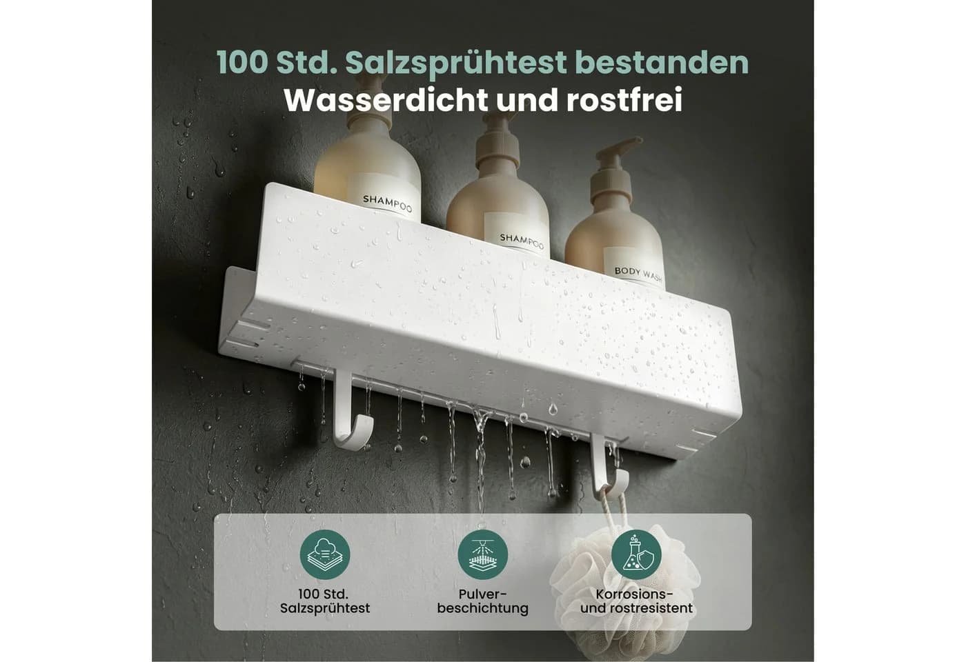 Mai & Mai Duschregal Regol-18 Weiß/Schwarz Kohlenstoffstahl - Bild 4