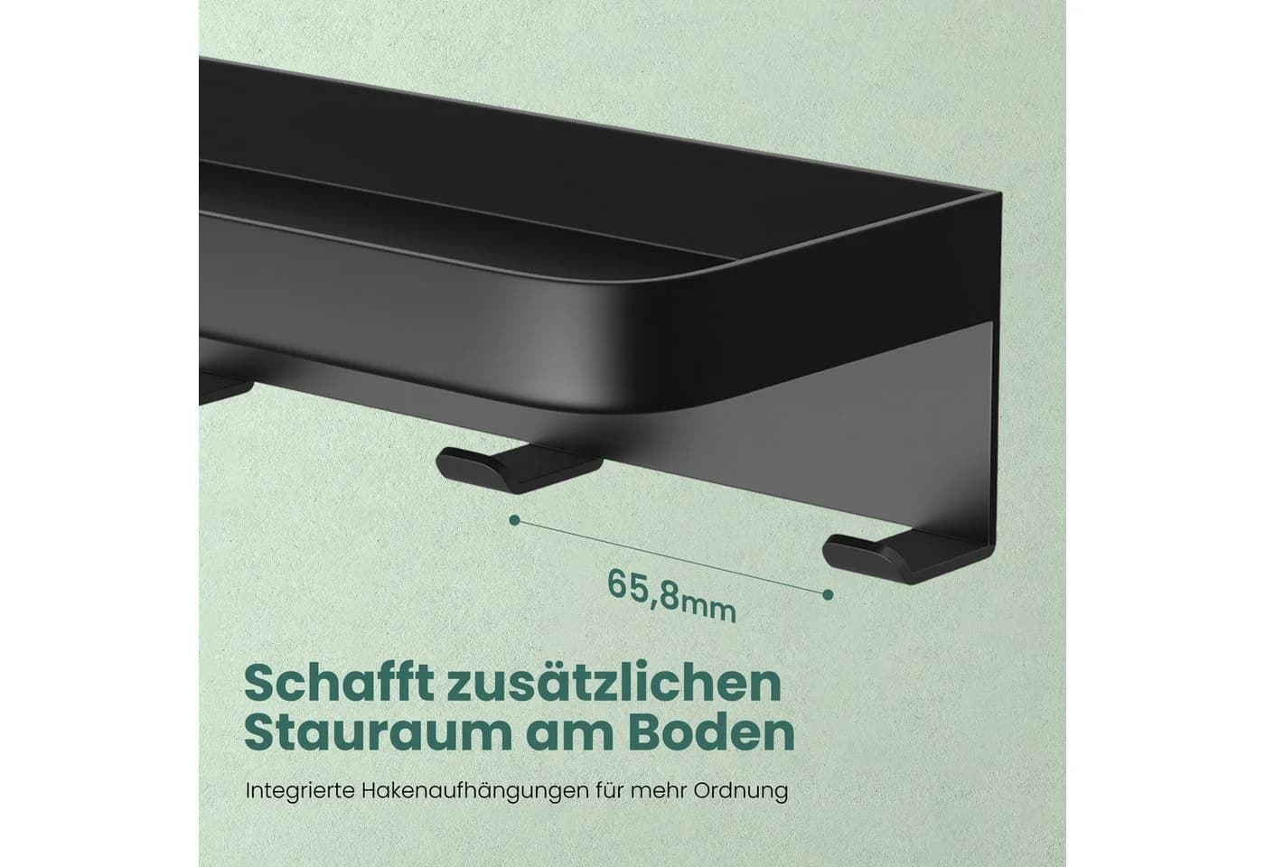 Mai & Mai Garderobenleiste mit Ablage & 7 Haken Schwarz - Bild 3