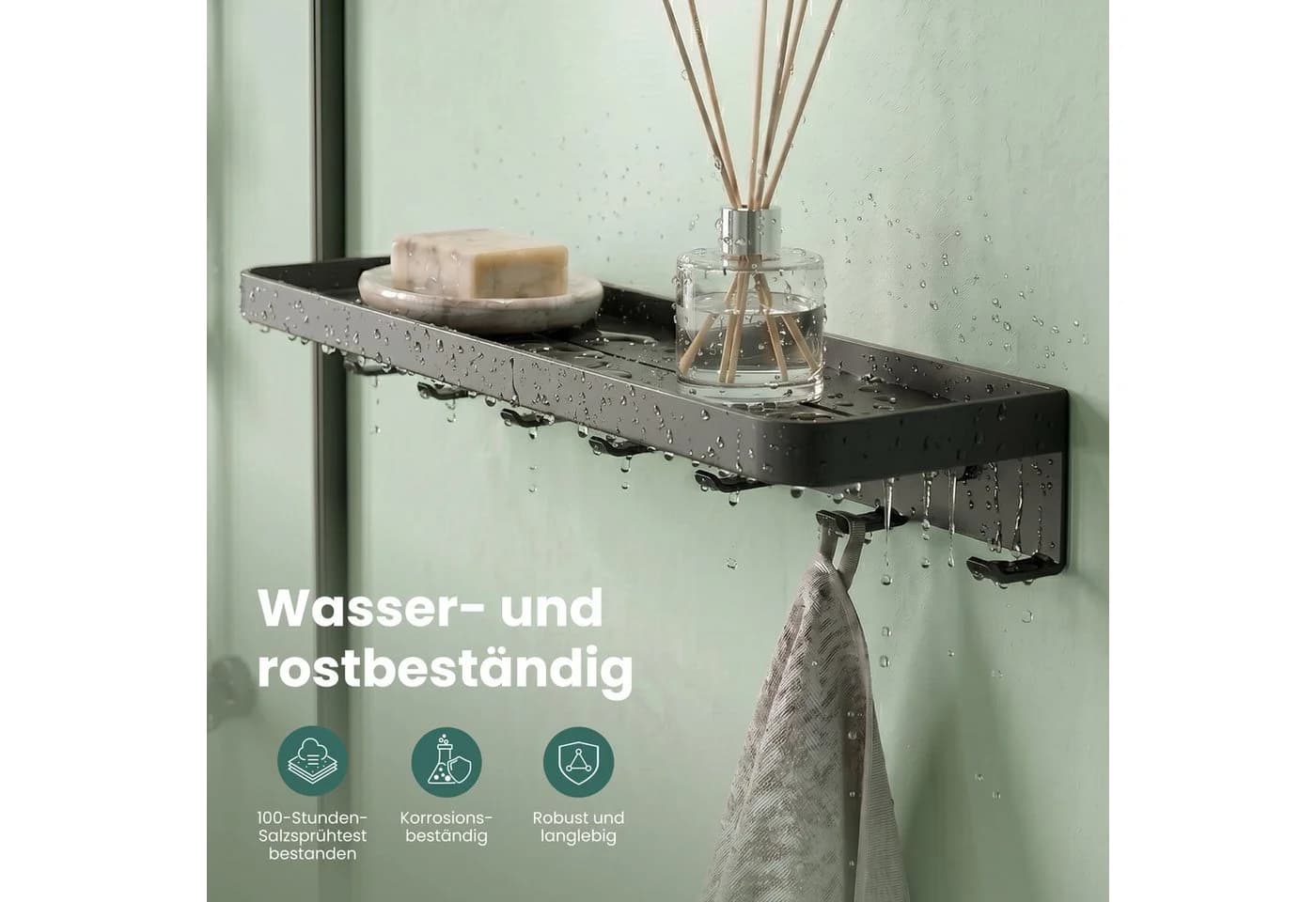 Mai & Mai Garderobenleiste mit Ablage & 7 Haken Schwarz - Bild 5