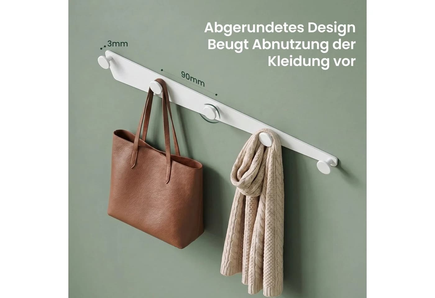 Mai & Mai Garderobenleiste 5 Haken Aluminium Weiß/Schwarz