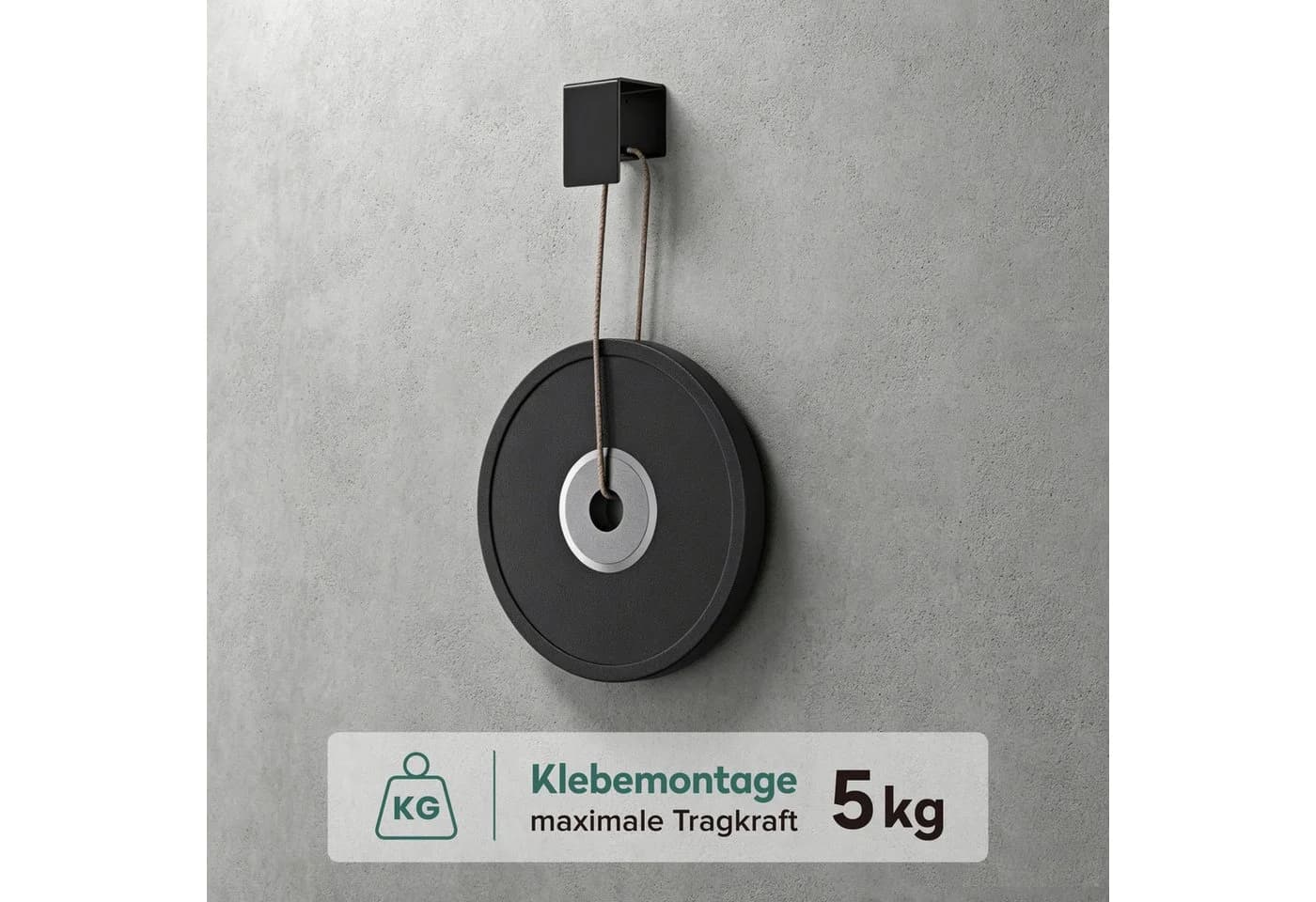 Mai & Mai Handtuchhaken Selbstklebend Schwarz Rostfrei - Bild 4