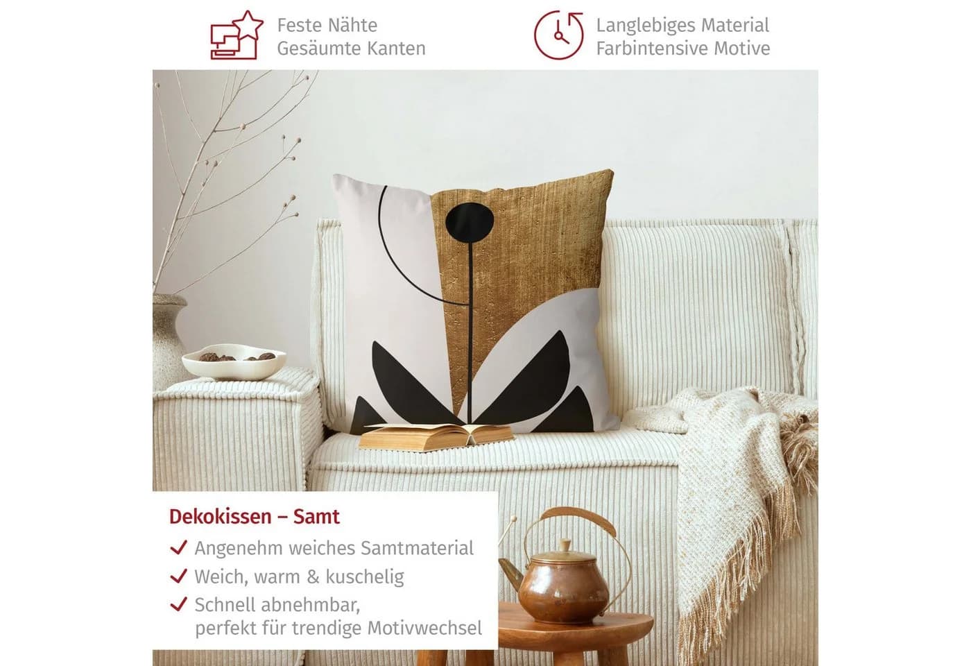 Bilderdepot24 Dekokissen Samt gold originell mit Reißverschluss - Bild 3