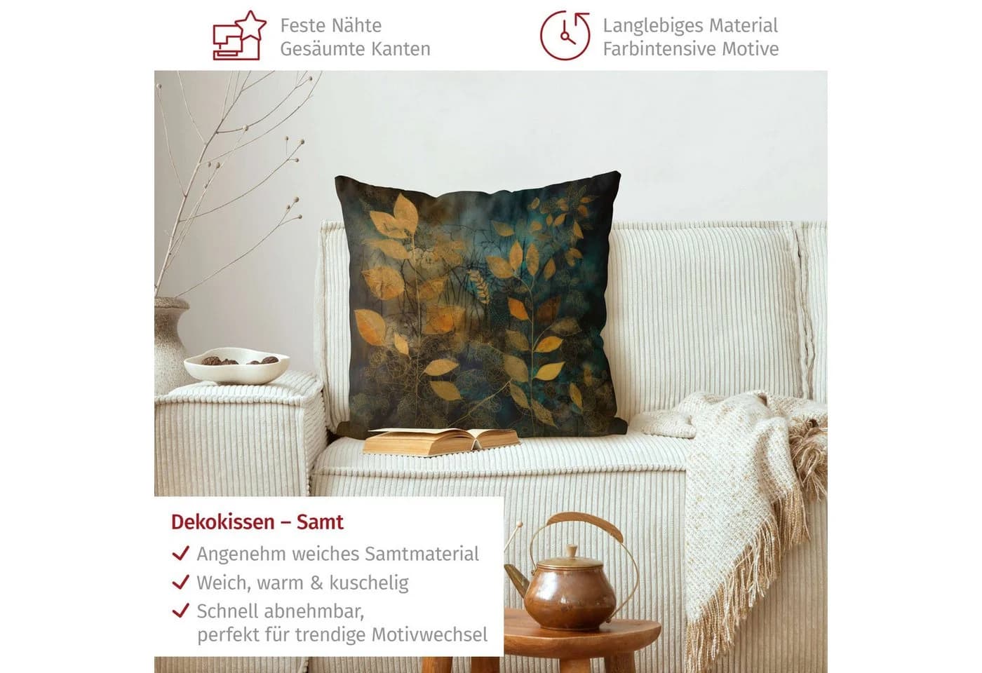Bilderdepot24 Dekokissen gold Canvas mit Motiv - Bild 3