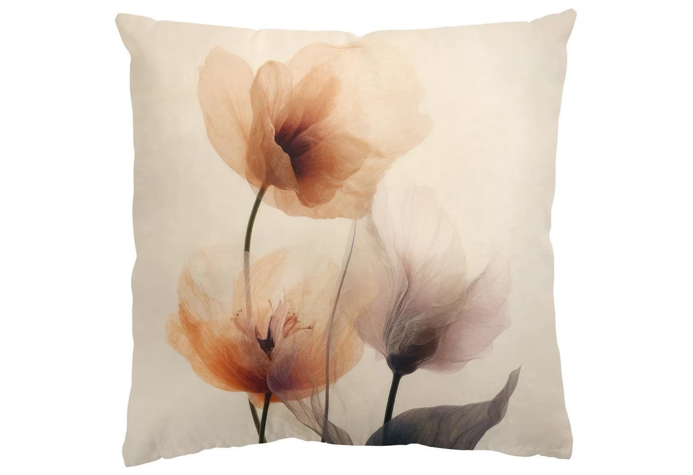 Bilderdepot24 Dekokissen Kissenhülle Beige Blumen I mit Reißverschluss - Bild 2