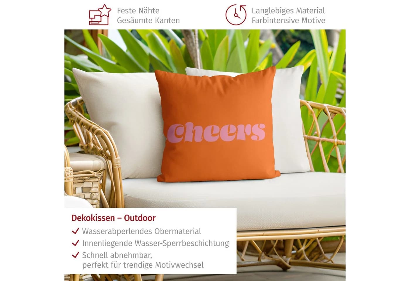 Bilderdepot24 Outdoorkissen Orange Pop-Art Sprüche 40x40 cm - Bild 4