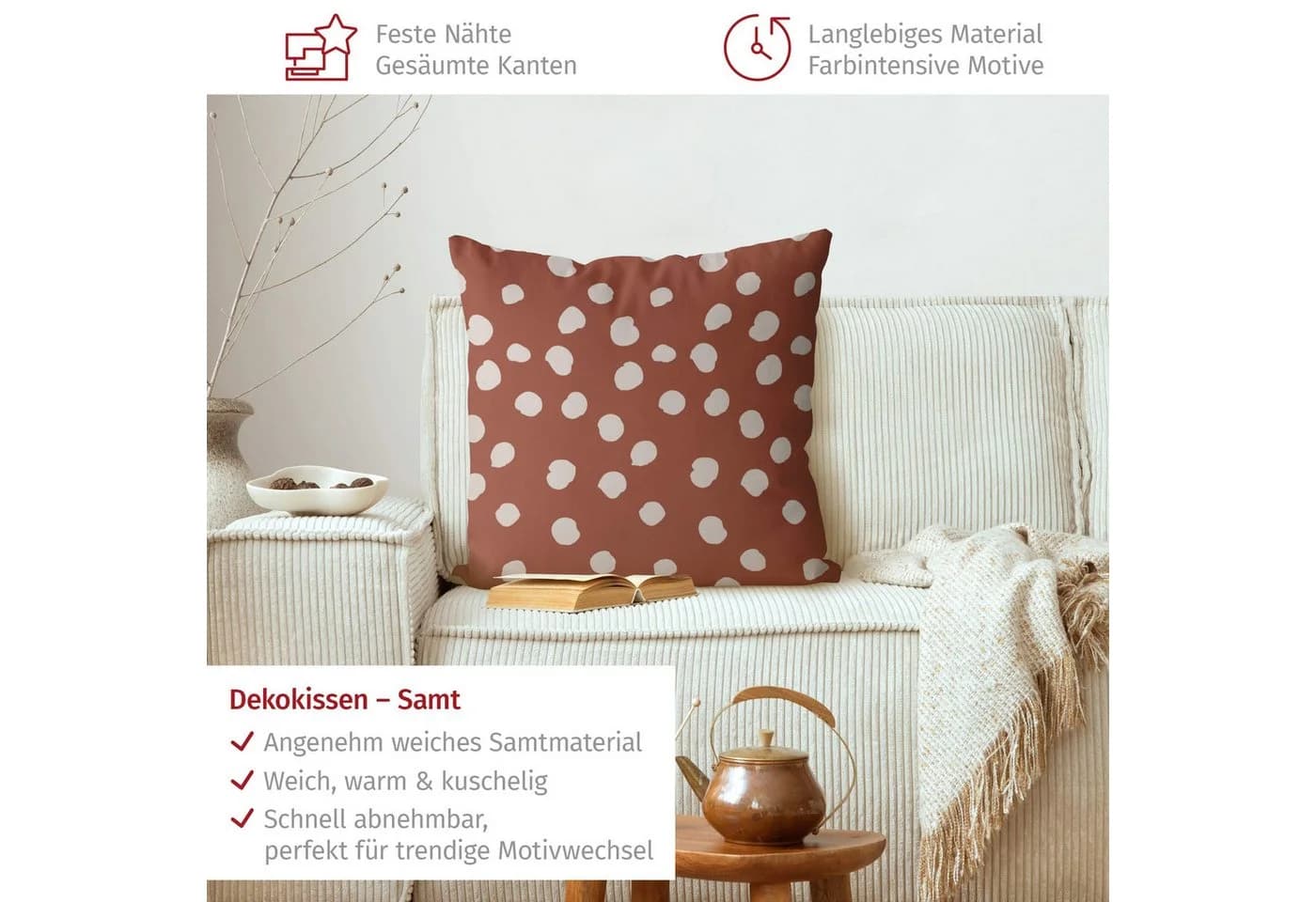 Bilderdepot24 Dekokissen Outdoor Braun Muster 40x40 cm - Bild 3