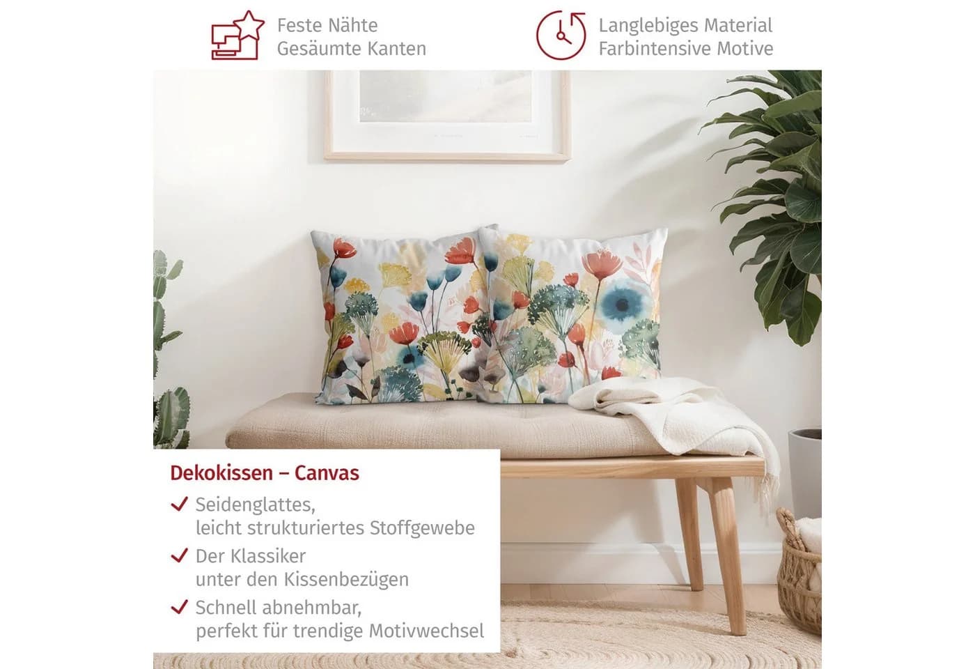 Bilderdepot24 Dekokissen 2-teilig bunt Canvas Kissenhülle