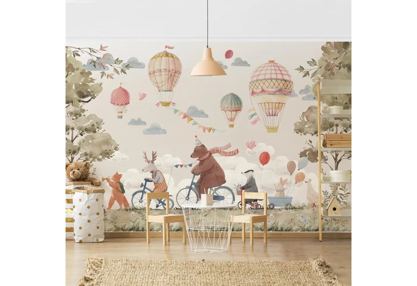 Bilderdepot24 Kindertapete Tierfreunde Rad Aquarell Illustration Kinder bunt modern - Bild 2