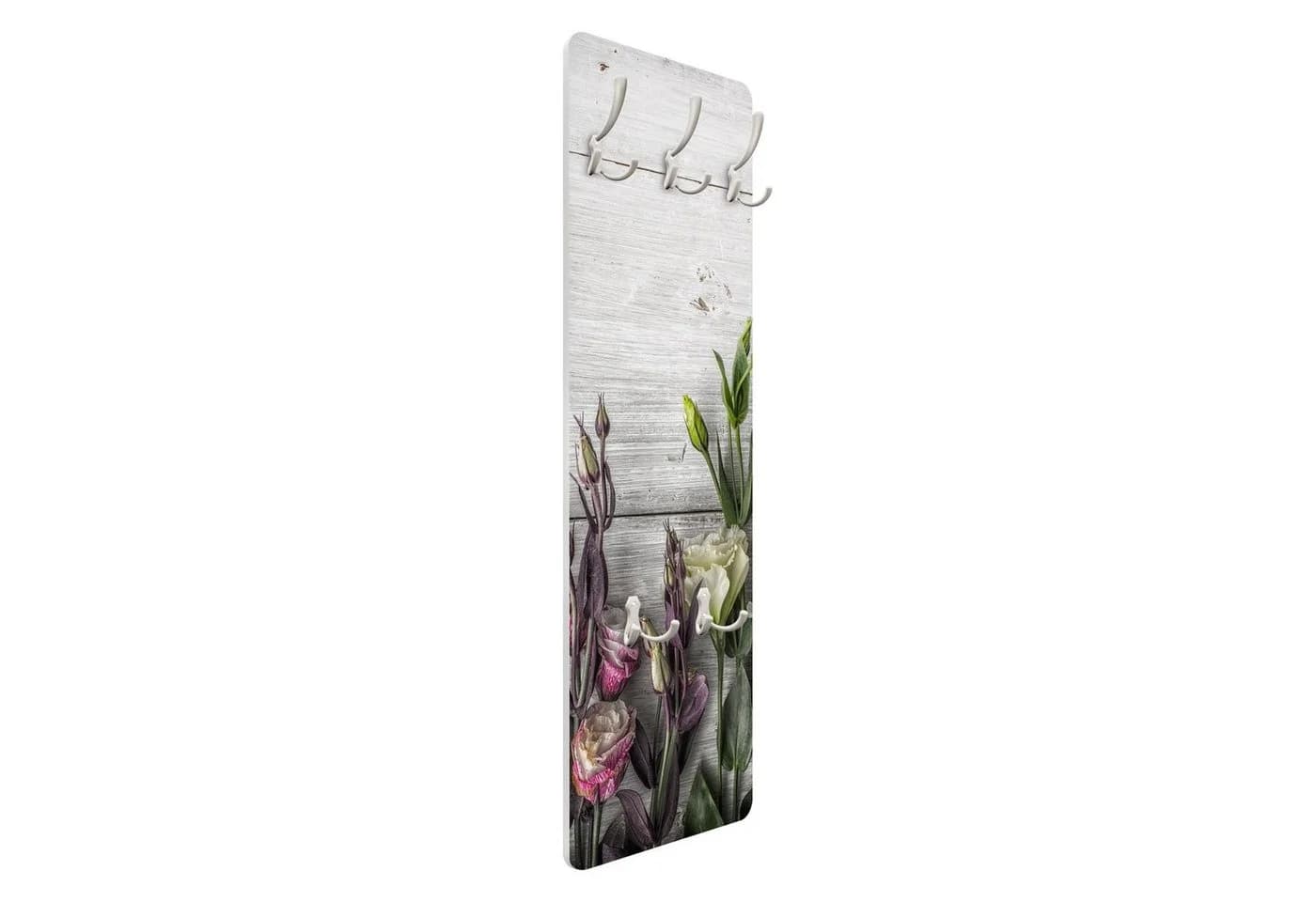 Bilderdepot24 Garderobenpaneel grau Floral Blumen Holzoptik mit Haken - Bild 5
