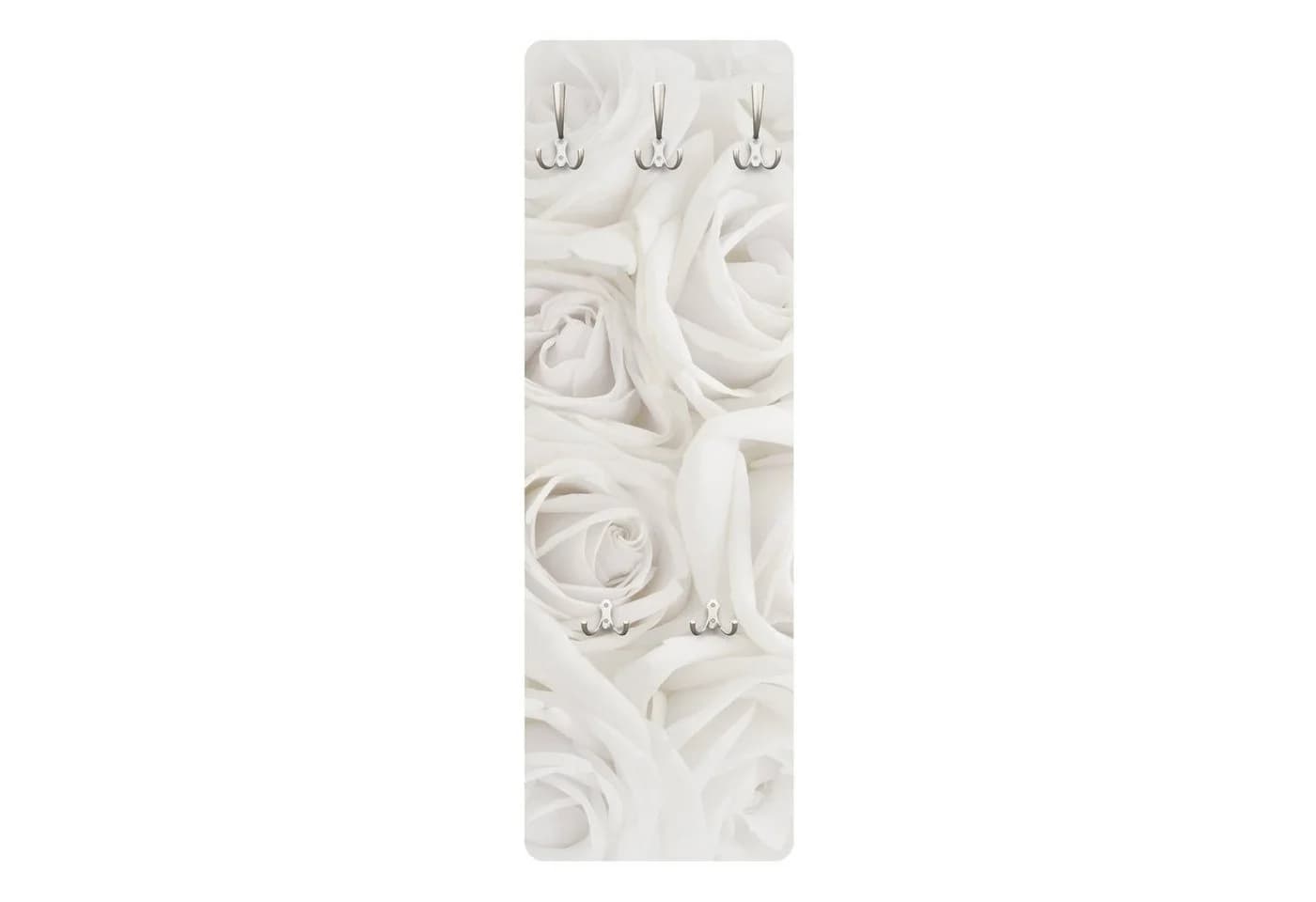 Bilderdepot24 Garderobenpaneel Weiss Blumen Design mit Haken - Bild 2