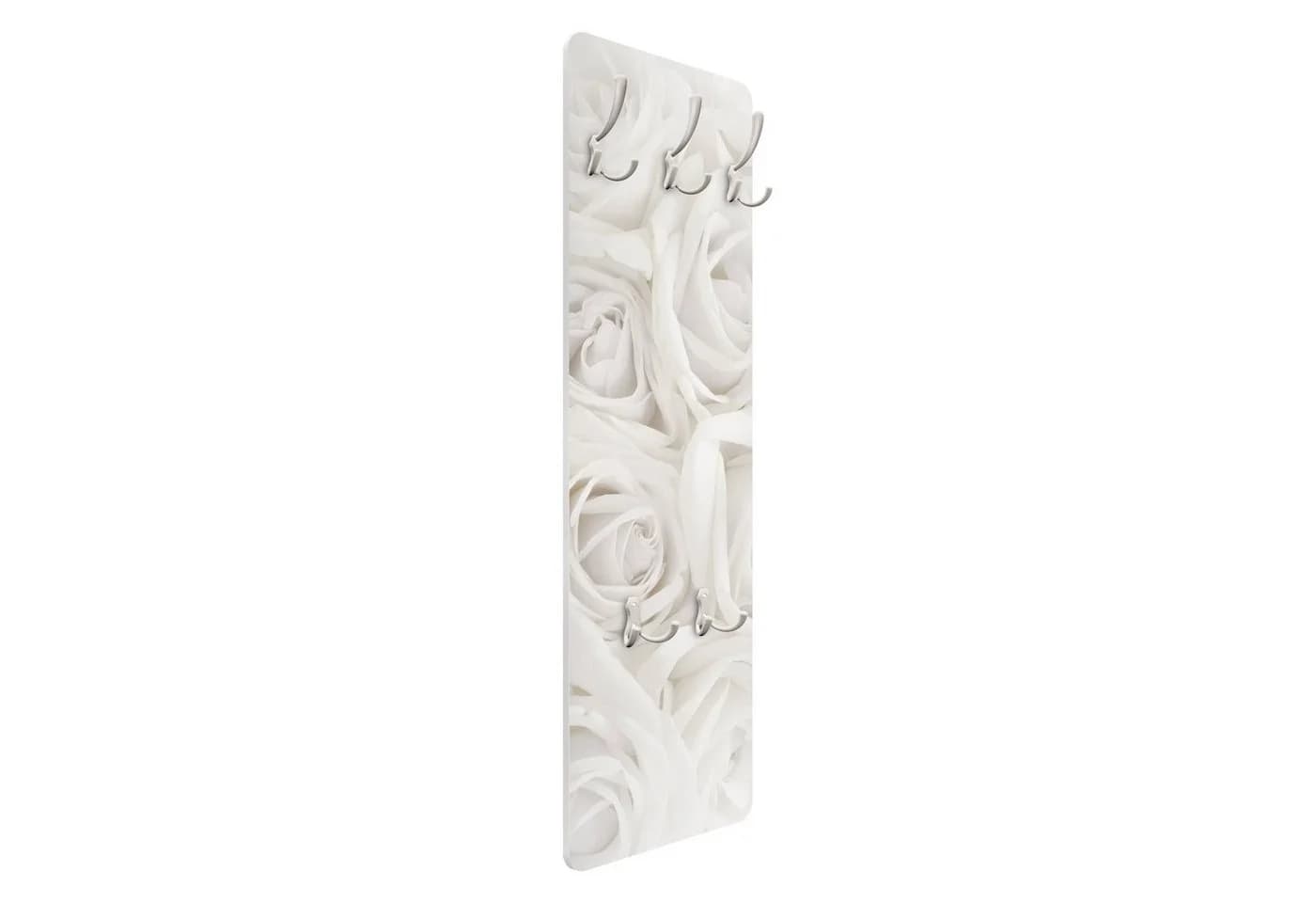 Bilderdepot24 Garderobenpaneel Weiss Blumen Design mit Haken - Bild 5