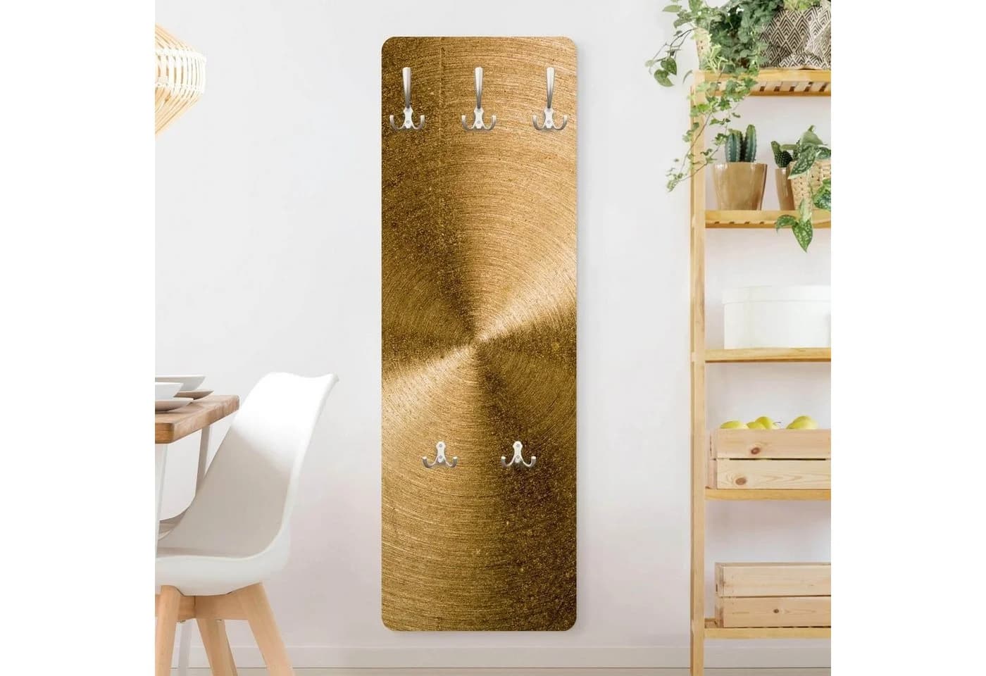 Bilderdepot24 Garderobenpaneel Goldener Kreis Gebürstet Wandgarderobe