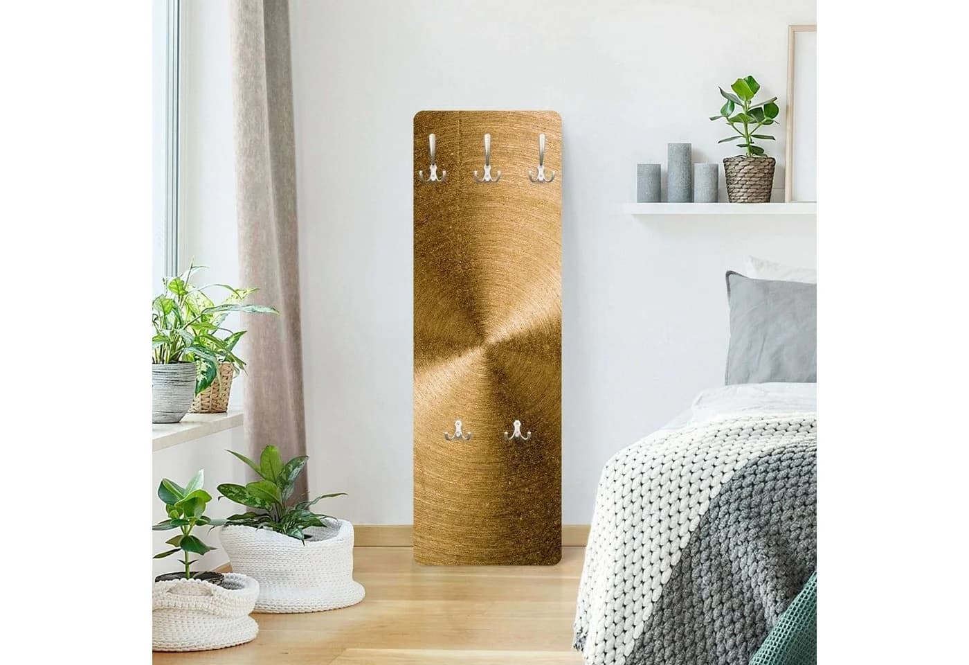 Bilderdepot24 Garderobenpaneel Goldener Kreis Gebürstet Wandgarderobe - Bild 4