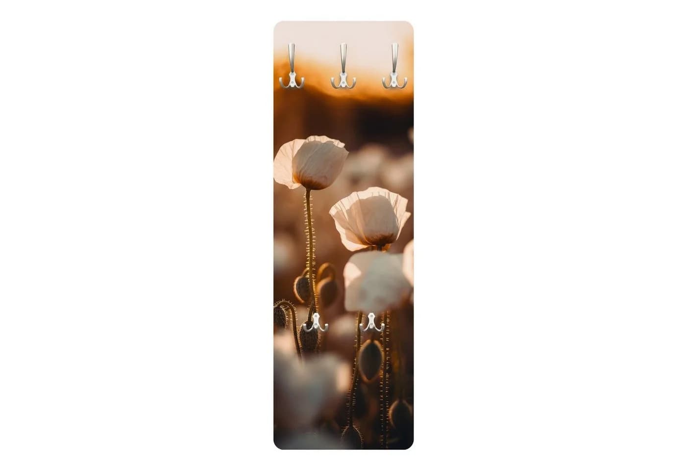 Bilderdepot24 Garderobenpaneel Beige Weiß Mohnblüten Design - Bild 2