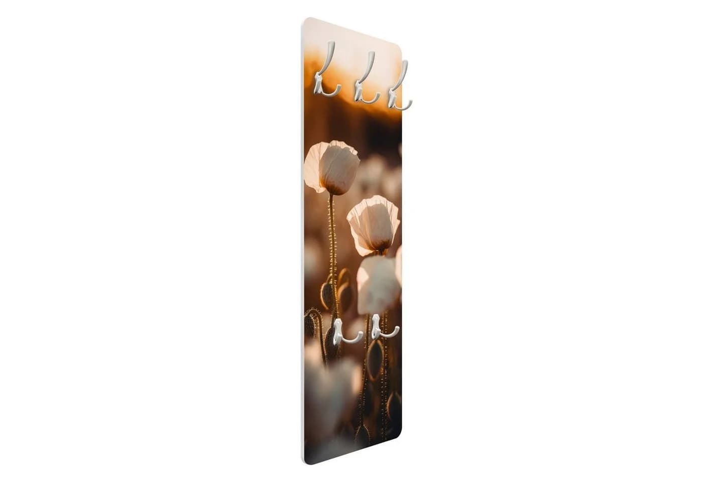 Bilderdepot24 Garderobenpaneel Beige Weiß Mohnblüten Design - Bild 5