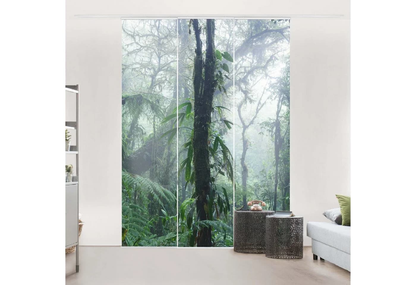 Bilderdepot24 Schiebegardine Modern Grün Halbtransparent
