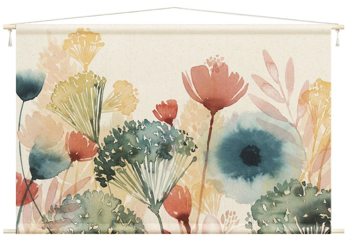 Bilderdepot24 Wandteppich Blumen Aquarell Weiß Modern - Bild 2