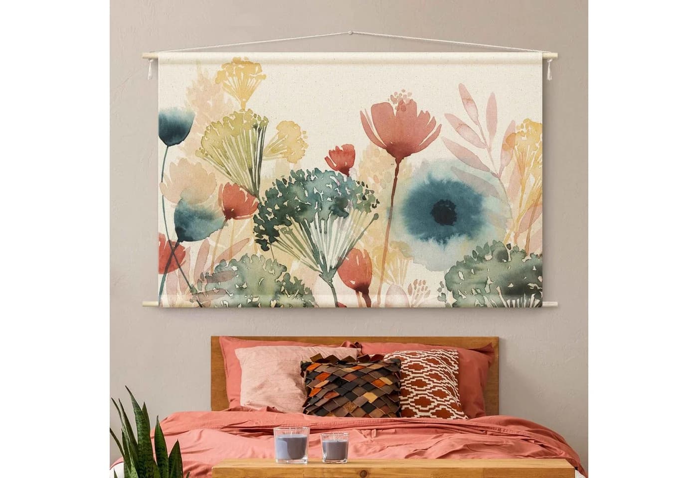 Bilderdepot24 Wandteppich Blumen Aquarell Weiß Modern - Bild 4