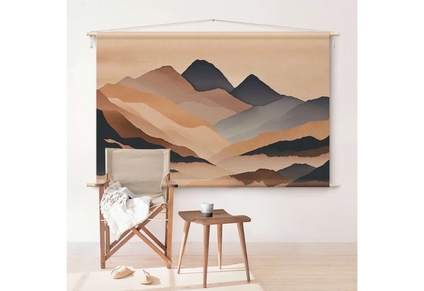 Bilderdepot24 Wandteppich Modern Natur Beige 100% Baumwolle