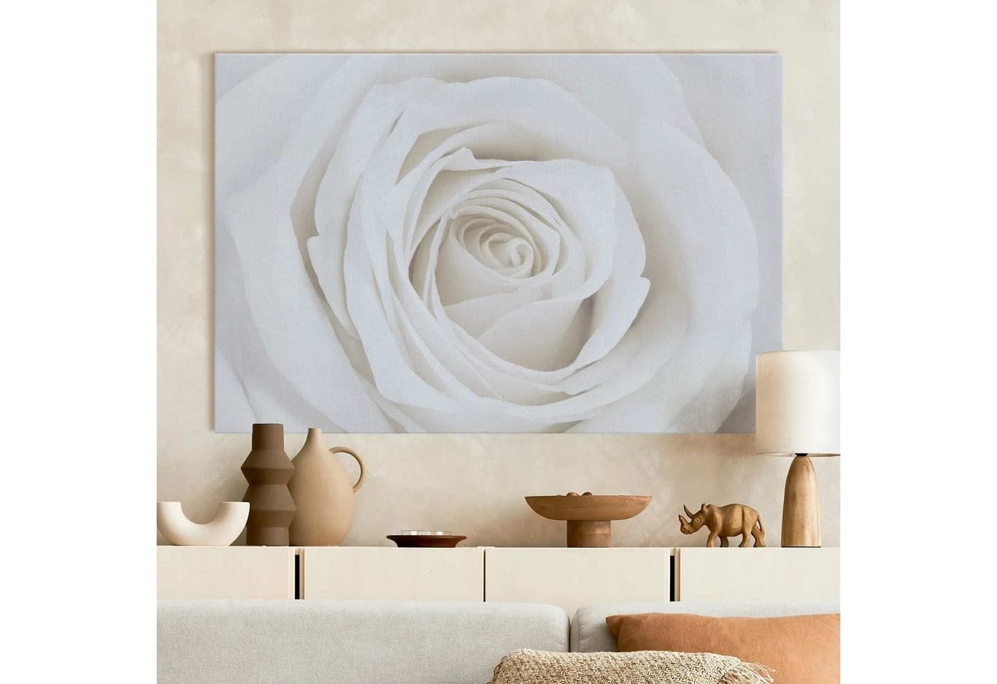 Bilderdepot24 Leinwandbild Akustikbild Blumen Natur Modern Rose weiss