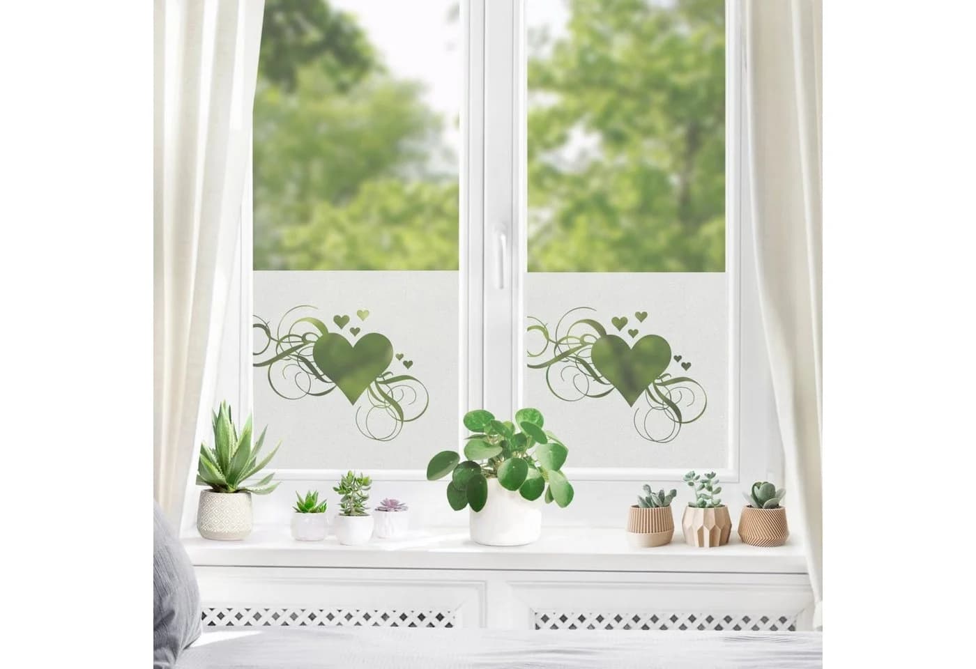 Bilderdepot24 Fensterfolie Motiv Herzen Weiß Statisch Haftend - Bild 4