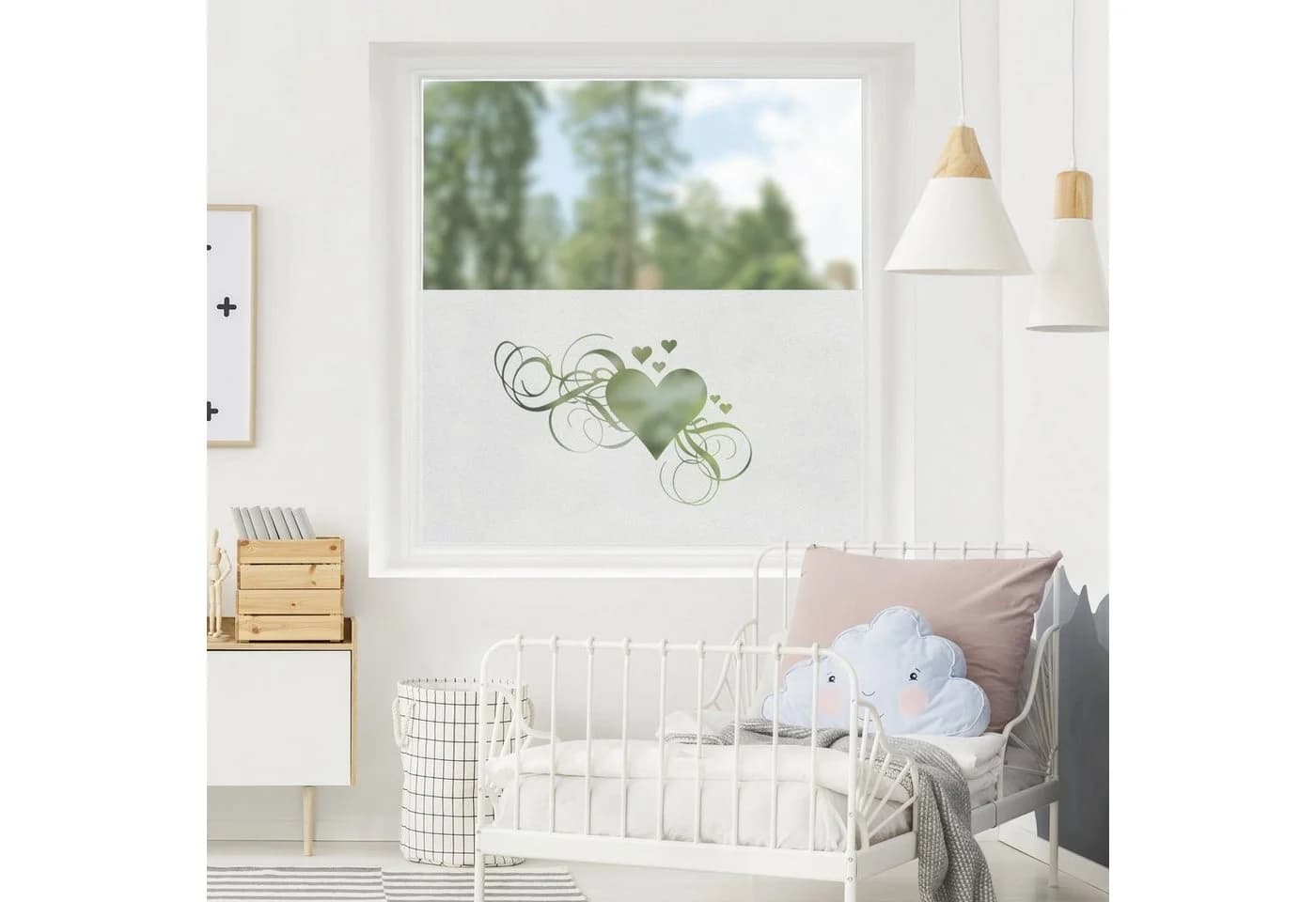 Bilderdepot24 Fensterfolie Motiv Herzen Weiß Statisch Haftend - Bild 5