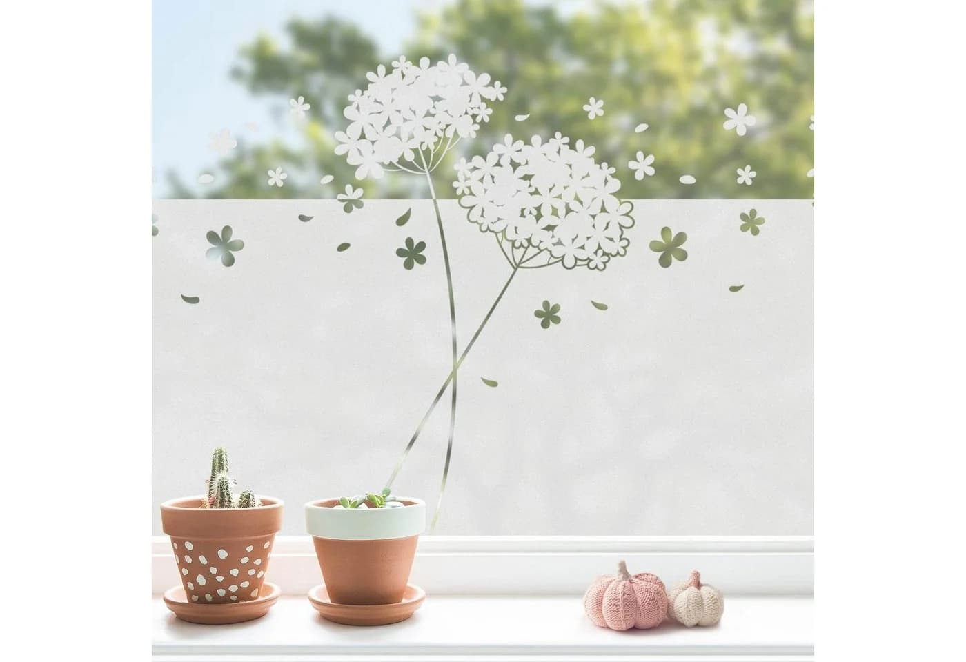 Bilderdepot24 Fensterfolie Motiv Blüten Bordüre Blume blickdicht