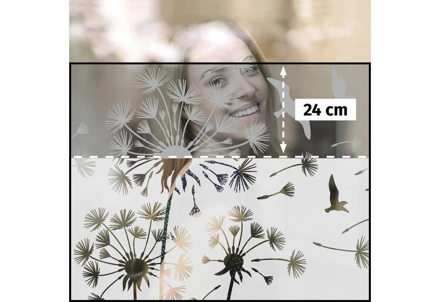 Bilderdepot24 Fensterfolie Statisch Haftend Motiv Pusteblumen Vögel Bordüre - Bild 5