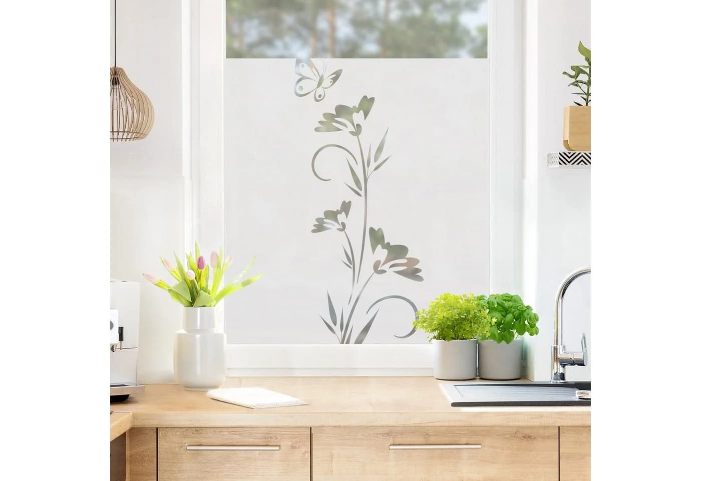 Bilderdepot24 Fensterfolie Blümchen II Weiß Statisch Haftend - Bild 5