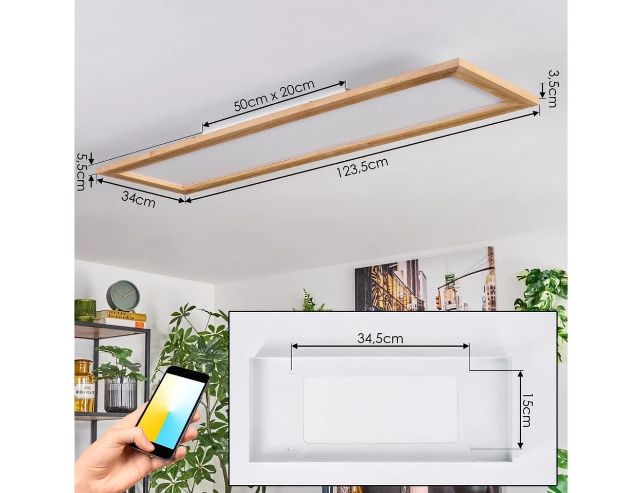 hofstein Panel Deckenleuchte Smart Home CCT einstellbar Weiß/Natur - Bild 4