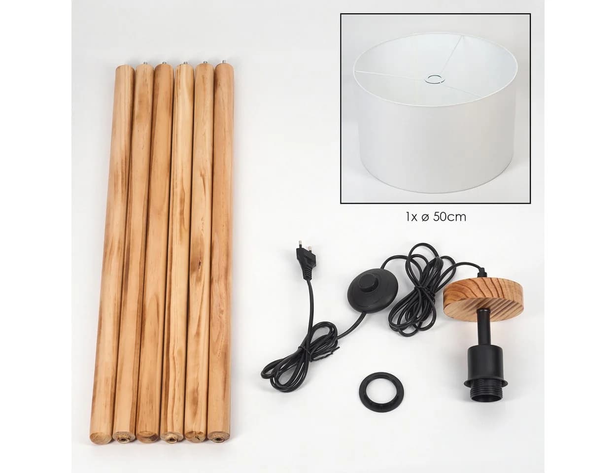 Hofstein Stehlampe - Boho Stehlampe Holz Stoff 154cm - Bild 5