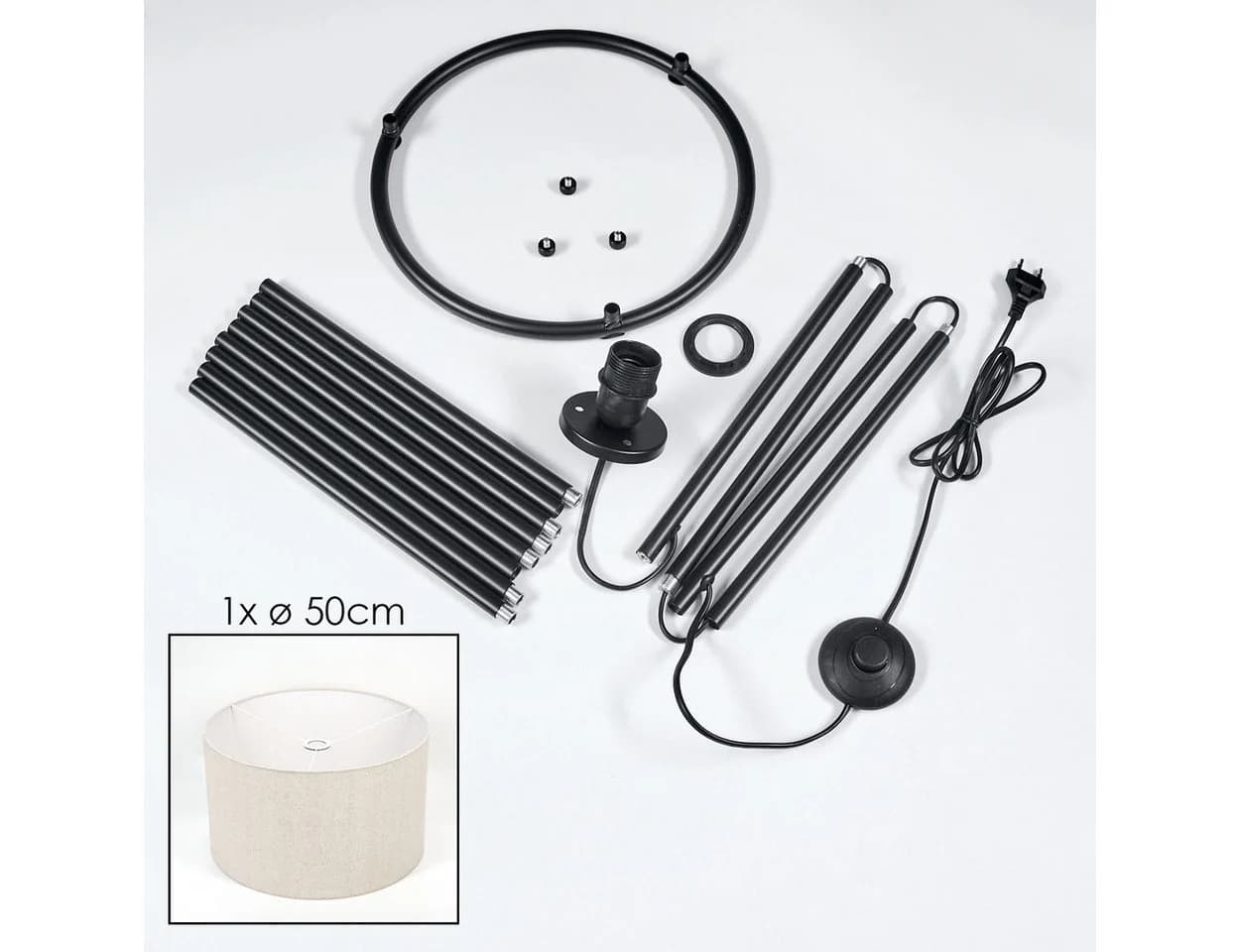 hofstein Stehlampe Modern Schwarz Stoffschirm E27 - Bild 5