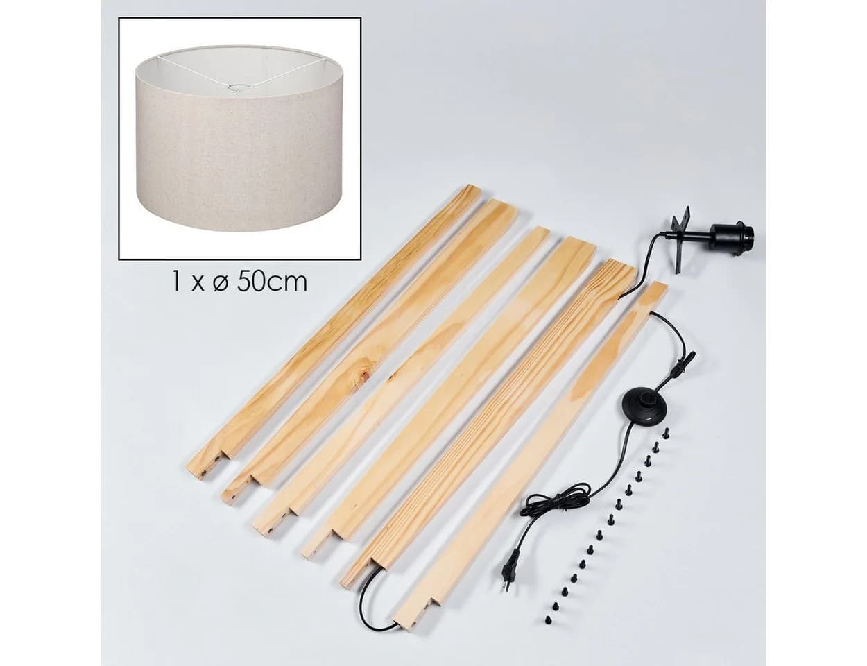 hofstein Stehlampe Boho-Design Holz Metall 50 cm 162 cm E27 - Bild 5