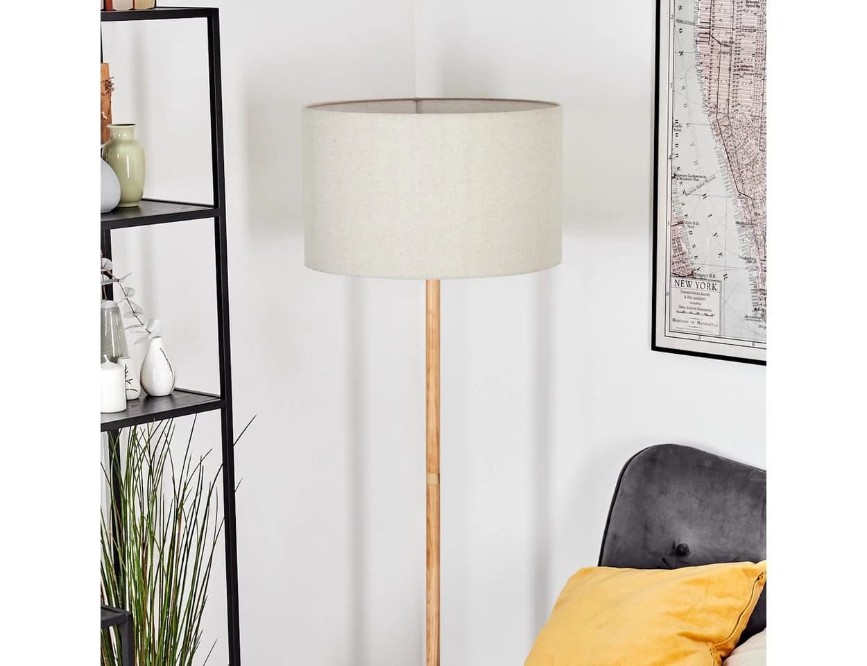 hofstein Stehlampe Boho-Design Holz Kiefernholz