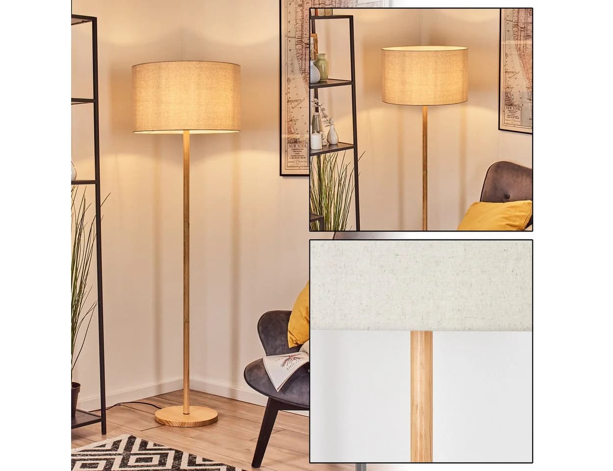 hofstein Stehlampe Boho-Design Holz Kiefernholz - Bild 2