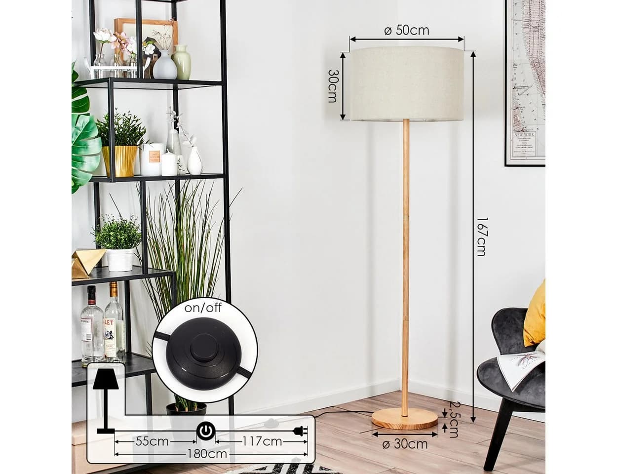 hofstein Stehlampe Boho-Design Holz Kiefernholz - Bild 4