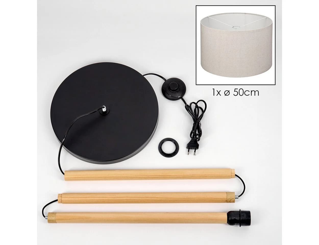 hofstein Stehlampe Metall/Holz Boho-Design Stoffschirm - Bild 5