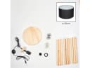 hofstein Stehlampe Holz Metall Boho-Design Fußschalter Ablagefläche Stoffschirm Bild 5