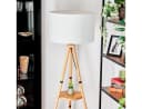 hofstein Stehlampe Boho-Design Holz Metall Fußschalter Ablagefläche Bild 1