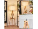 hofstein Stehlampe Boho-Design Holz Metall Fußschalter Ablagefläche Bild 2