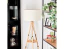 hofstein Stehlampe Holz Metall Boho Design Fußschalter Bild 1