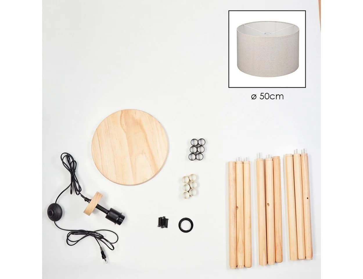 hofstein Stehlampe Holz Metall Boho Design Fußschalter - Bild 5