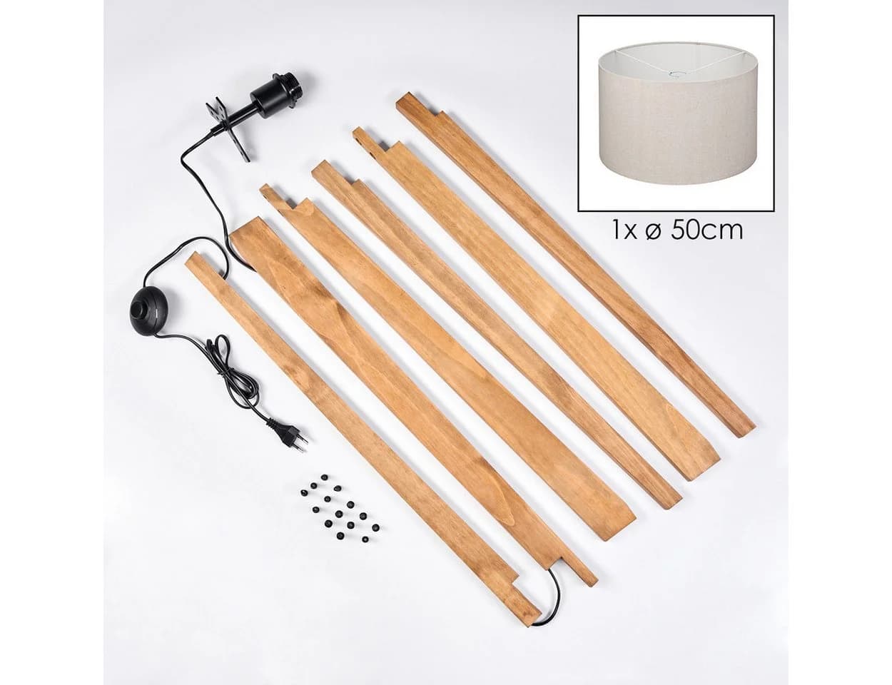 hofstein Stehlampe Boho Design Holz Metall Fußschalter - Bild 5