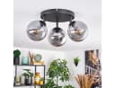hofstein Deckenleuchte Deckenlampe aus Metall/Glas in Schwarz/Rauchfarben, 3 x E14, ohne Leuchtmittel, verstellbare Deckenleuchte im Retro/Vintage-Design Bild 1