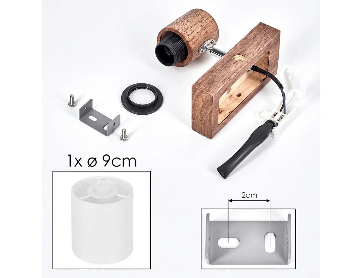 hofstein Wandleuchte Wandlampe aus Holz Metall Stoff verstellbar Boho-Design - Bild 5
