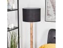 hofstein Stehlampe Holz/Metall Stoffschirm Schwarz/Weiß E27 Bild 1