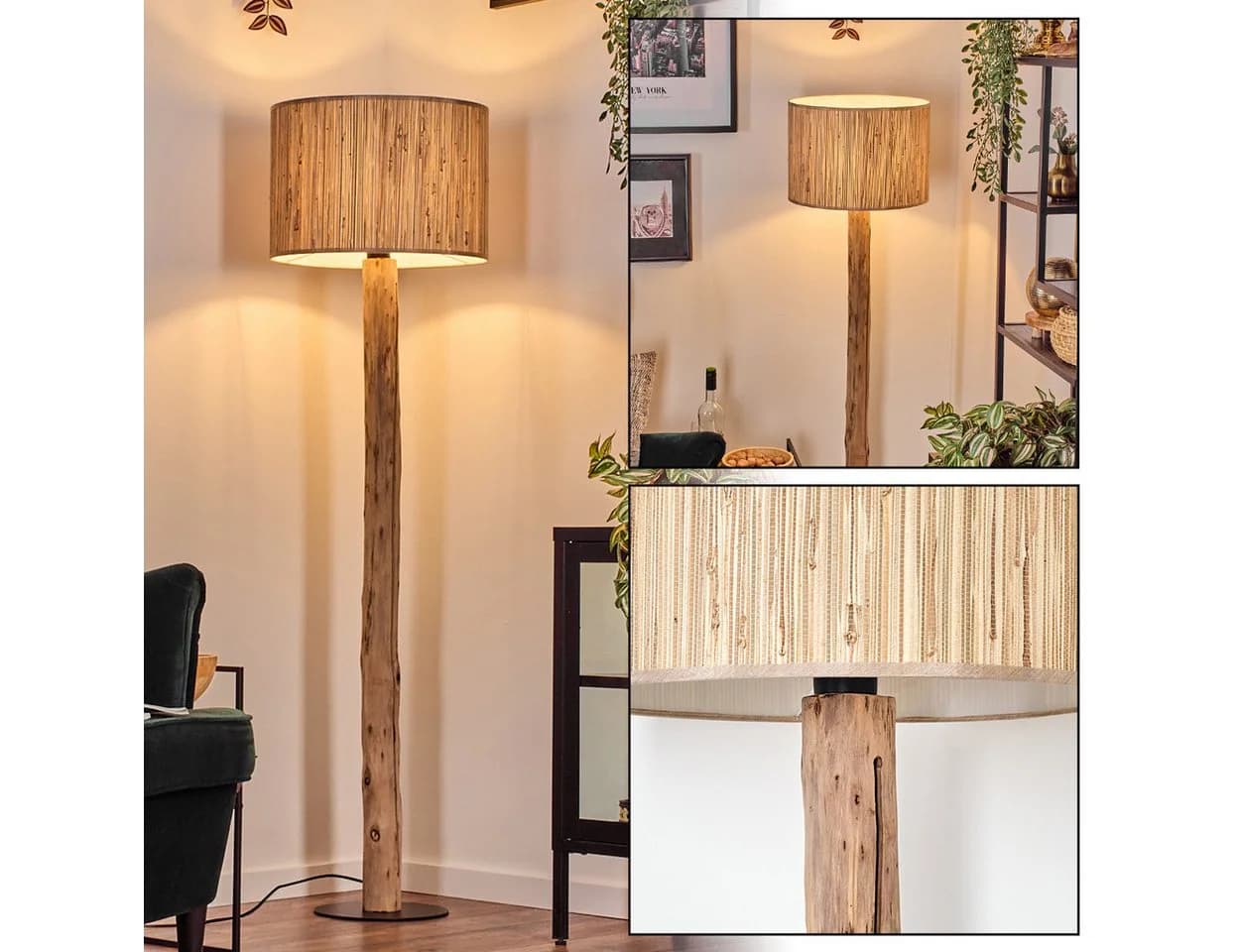 hofstein Stehlampe Boho-Design Schwarz/Beige E27 - Bild 2